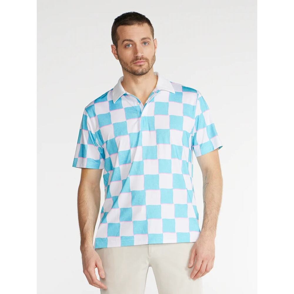 Chubbies Performance Polo Shirt The Pawn Light Blue Check Size‎ XL Golf